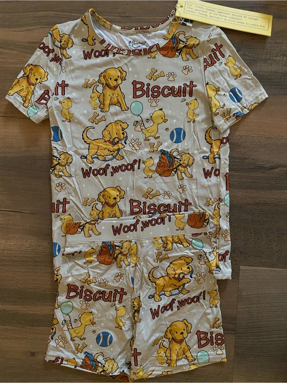 Biscuit Puppy Print Kids Pajama Set - bamboo 5/6 NWT